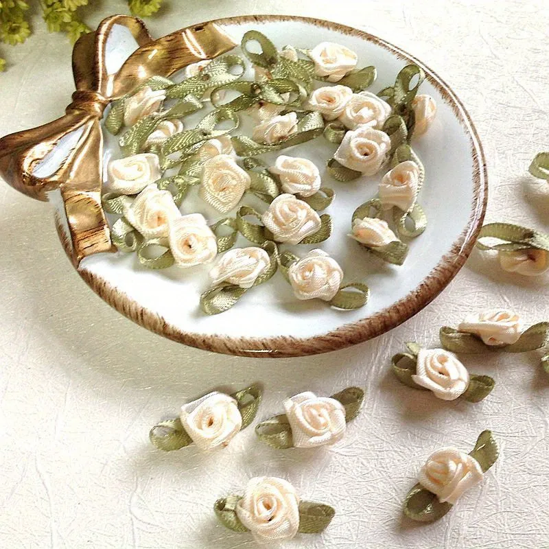 100pcs Handmade Ribbon Flower Embellishments for DIY Crafts and Accessories