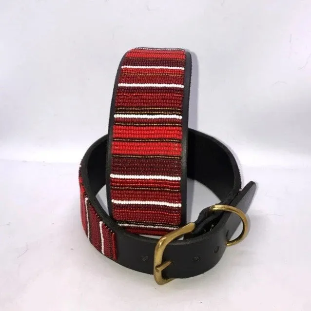 16" Luxury Beaded Leather Greyhound Dog Collar