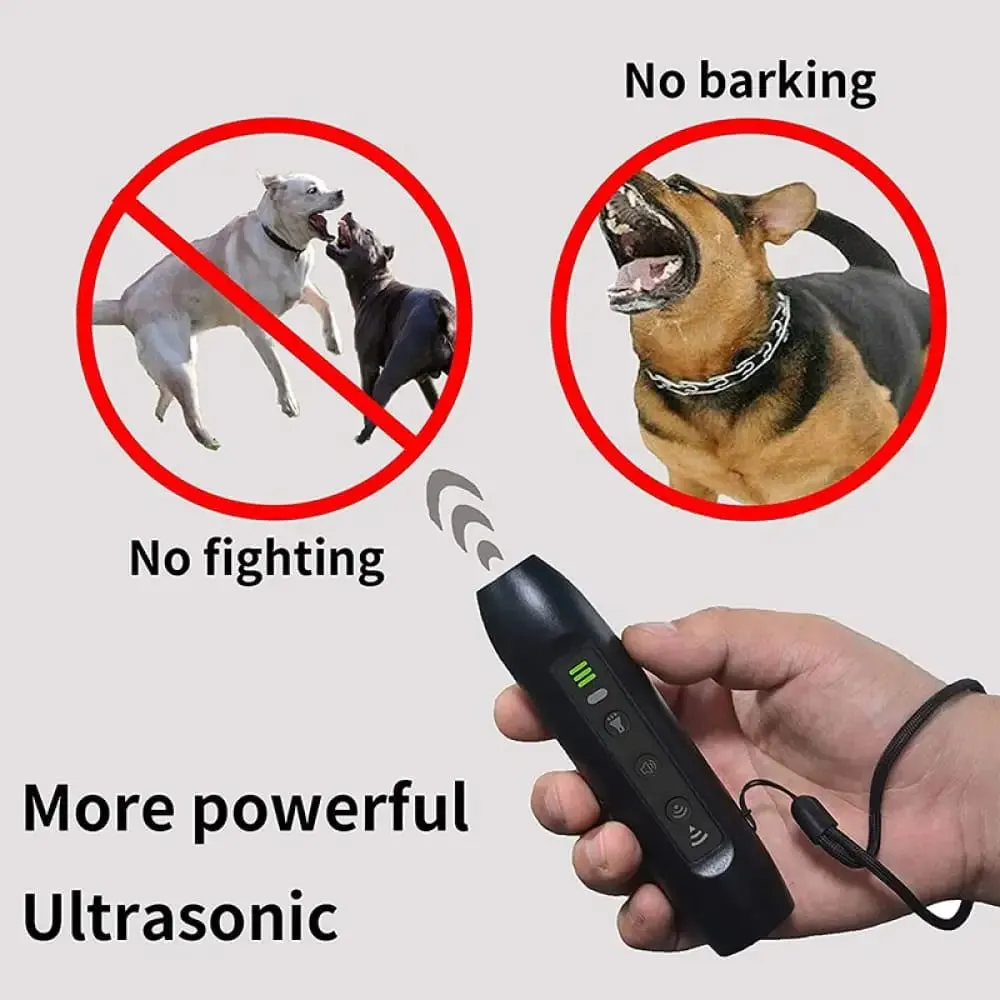 3 in 1 Ultrasonic Flash Light Usb Rechargeable Anti-barking Device for Dogs
