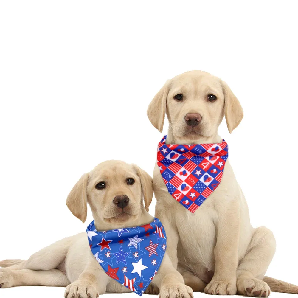 50pcs Fouth of July Dog Bandanas Pet Accessories Small Dog Cat Bandana Scarf Dogs Bandana Dog Supplies American Independence Day