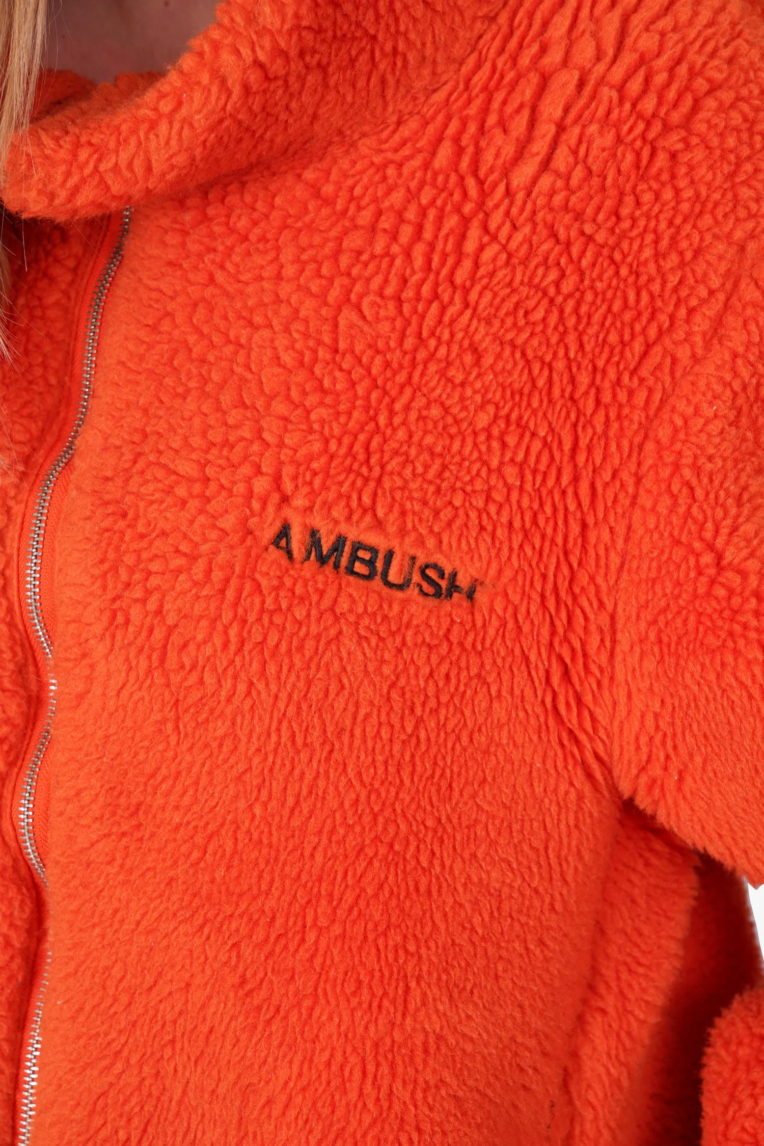Ambush Orange Wool Teddy Zip Up Jacket