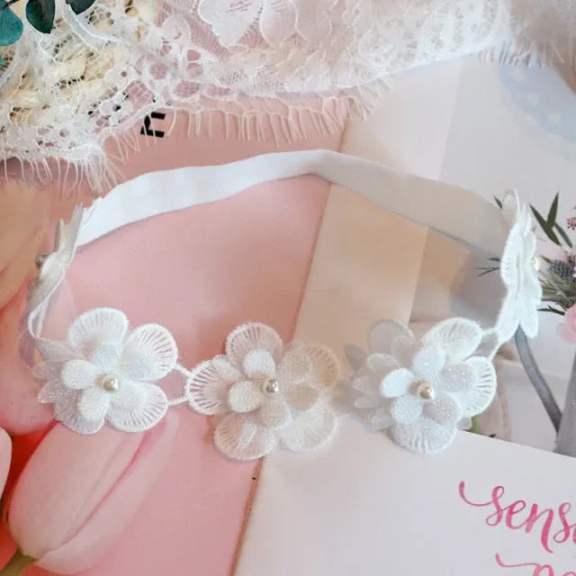 Assorted Girls Sheer Lace and Pearls Hair Accessories for Flower Girls and Special Events