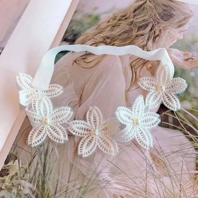 Assorted Girls Sheer Lace and Pearls Hair Accessories for Flower Girls and Special Events