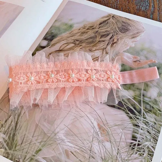 Assorted Girls Sheer Lace and Pearls Hair Accessories for Flower Girls and Special Events