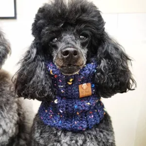 Blue Confetti Roll Top Snood For Dogs