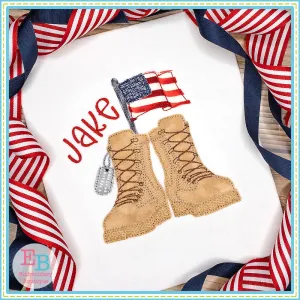 Boots Dog Tags Flag Applique