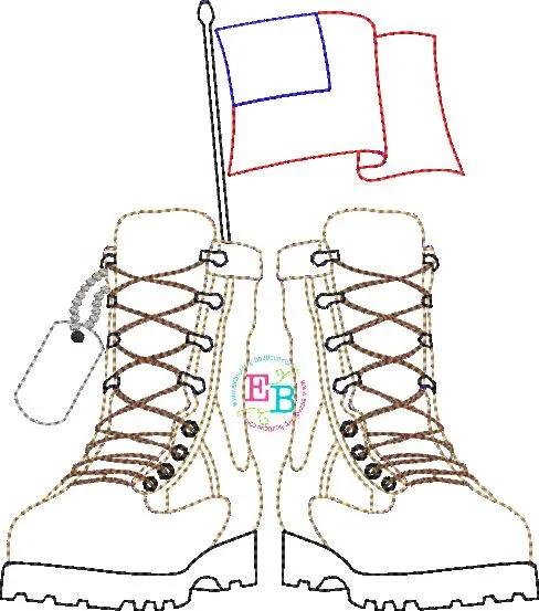 Boots Dog Tags Flag Applique