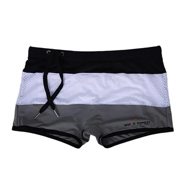Brave Person Tri-Color Mesh Swim Trunks