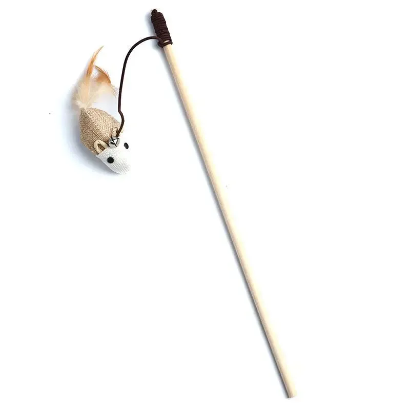 Cat Wand Toy with Mouse and Feather