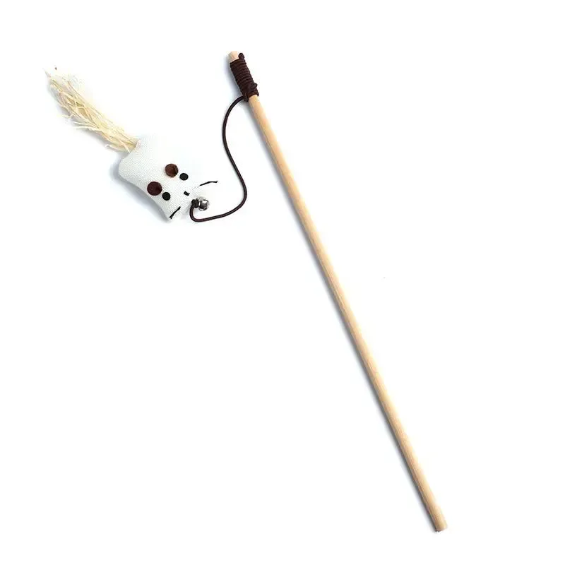 Cat Wand Toy with Mouse and Feather