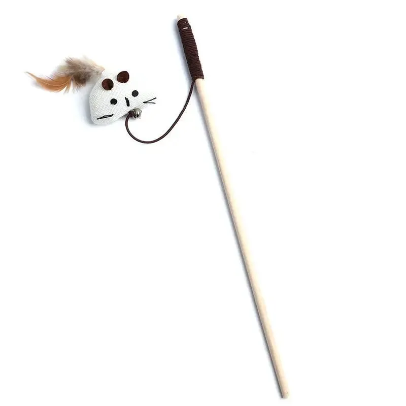 Cat Wand Toy with Mouse and Feather
