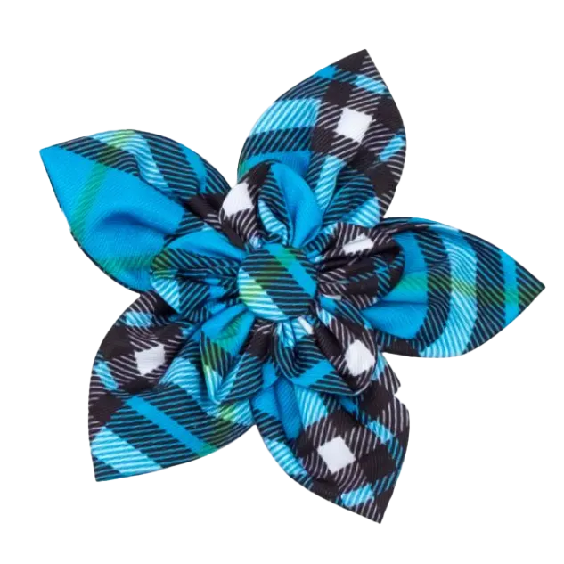 Collar Flower | Bias Plaid Blue