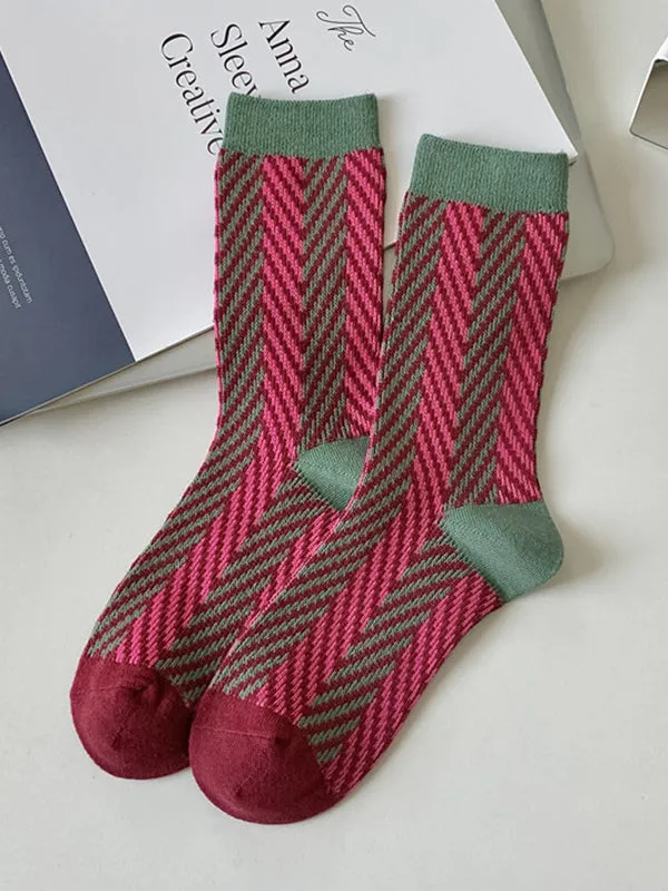 Contrast Color Keep Warm Socks Accessories