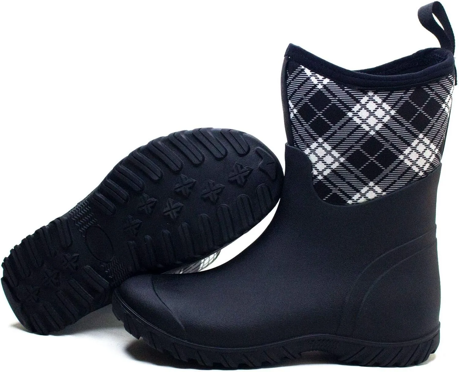 CrazycatZ Women Natural Rubber Floral Waterproof Non-slip Pull-on Flat Rain Boots Garden Working Rain shoes Shoes
