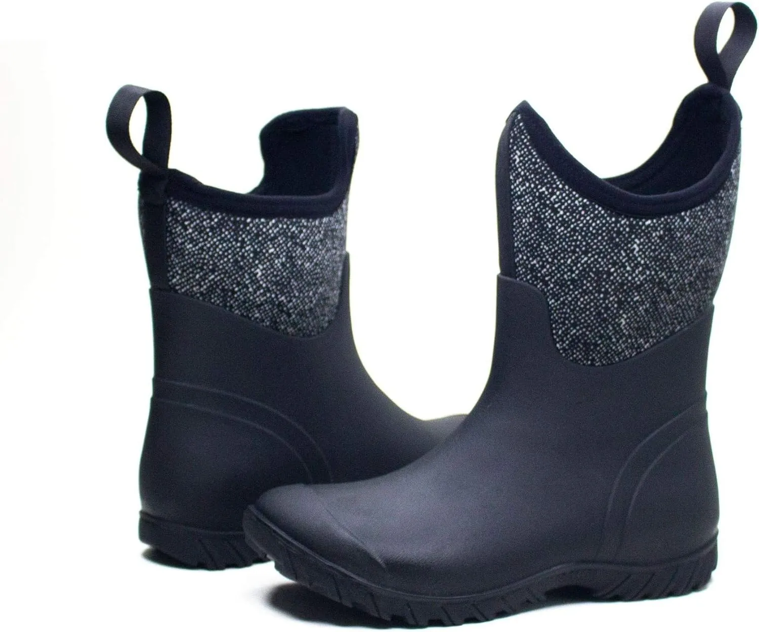 CrazycatZ Women Natural Rubber Floral Waterproof Non-slip Pull-on Flat Rain Boots Garden Working Rain shoes Shoes