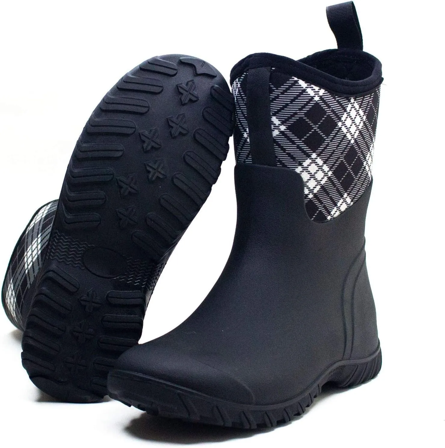CrazycatZ Women Natural Rubber Floral Waterproof Non-slip Pull-on Flat Rain Boots Garden Working Rain shoes Shoes