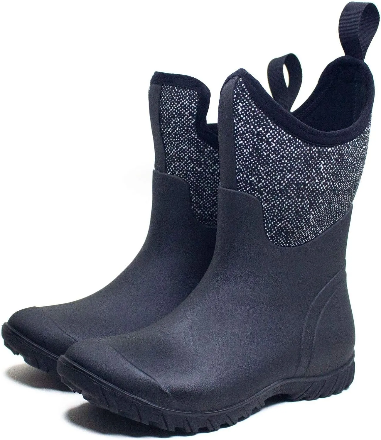 CrazycatZ Women Natural Rubber Floral Waterproof Non-slip Pull-on Flat Rain Boots Garden Working Rain shoes Shoes