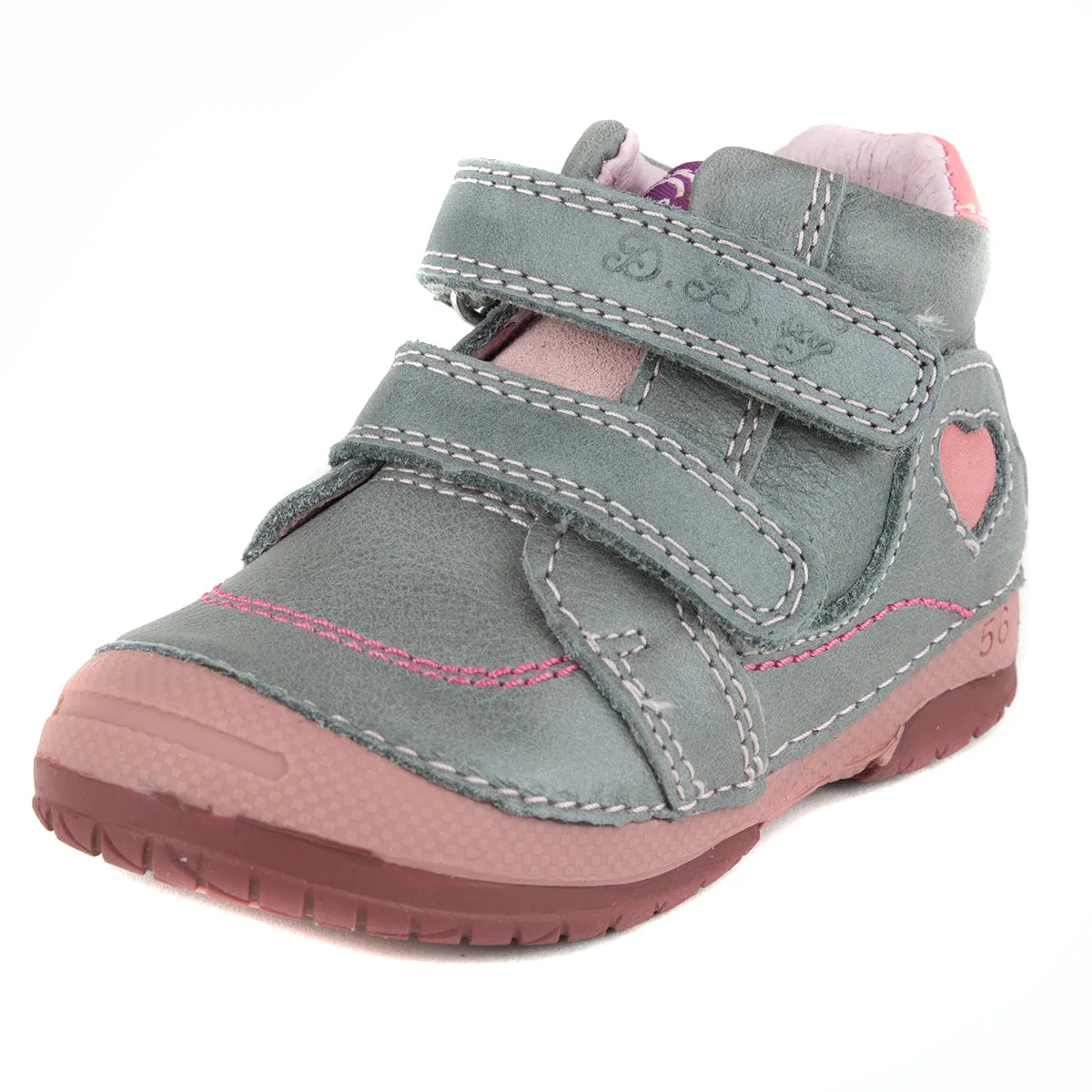 D.D. Step toddler girl shoes grey with pink heart size US 4-8