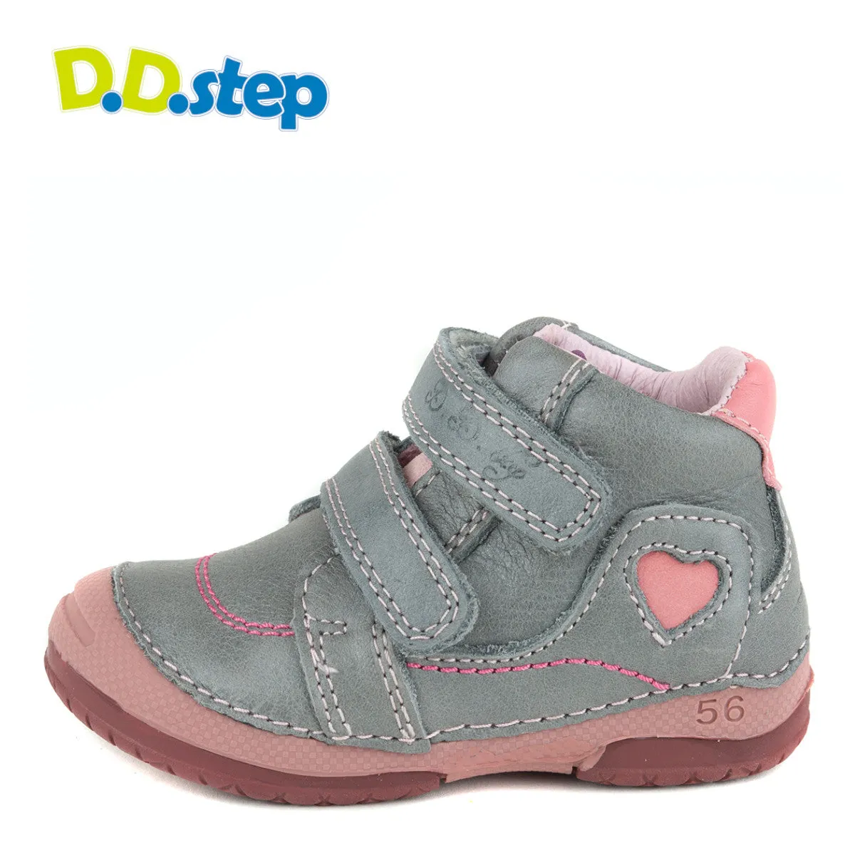 D.D. Step toddler girl shoes grey with pink heart size US 4-8