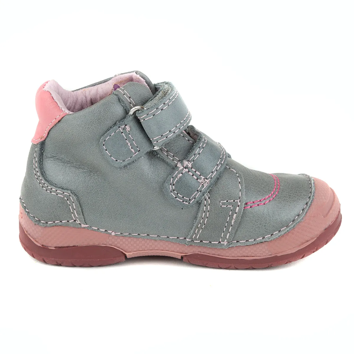 D.D. Step toddler girl shoes grey with pink heart size US 4-8