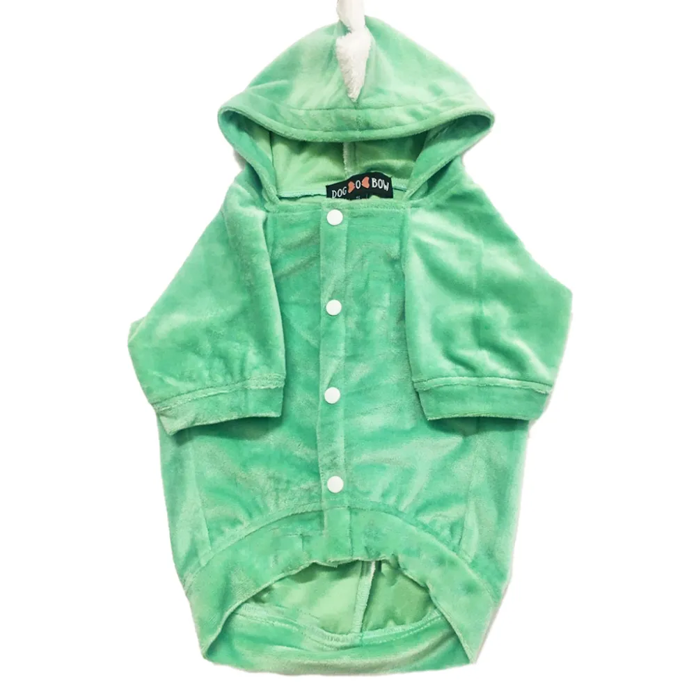 Dogobow The Good Dino Hoodie for Dogs and Cats (Teal Green/White) (Get a Bow Free)