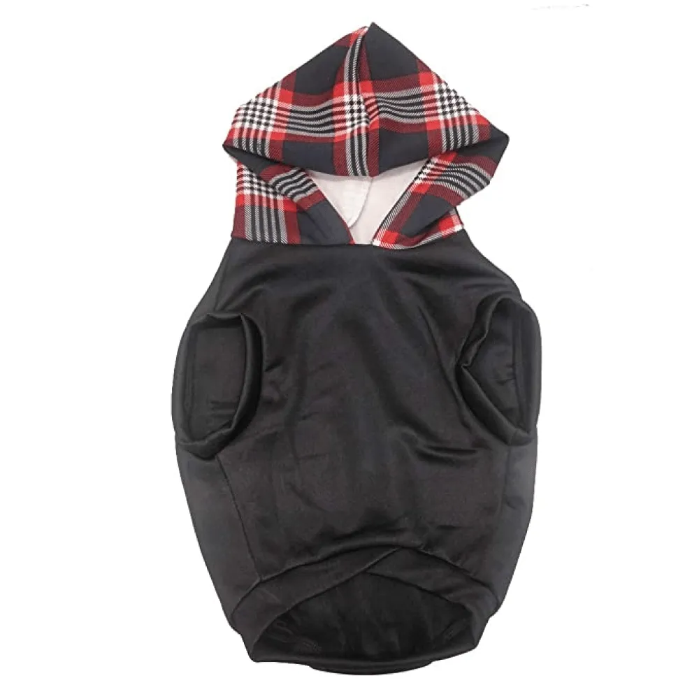 Fetcher Black & Red 'Free Hugs' Dry Fit Hoodie for Dogs and Cats (Black)