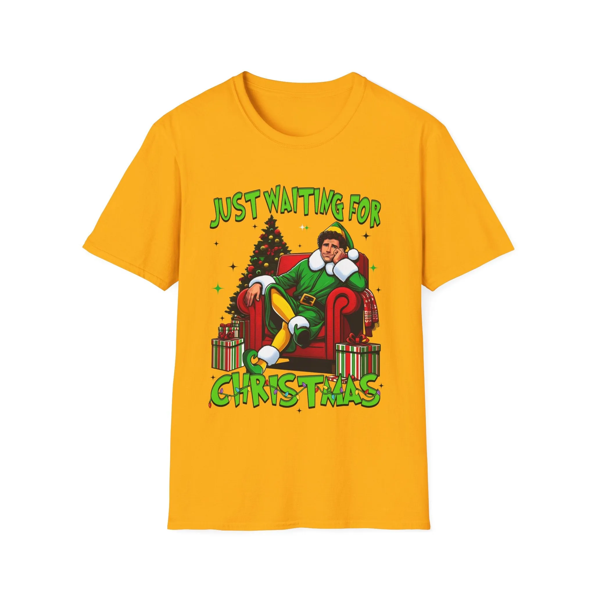 Funny Christmas T-Shirt - 'Just Waiting for Christmas' Design