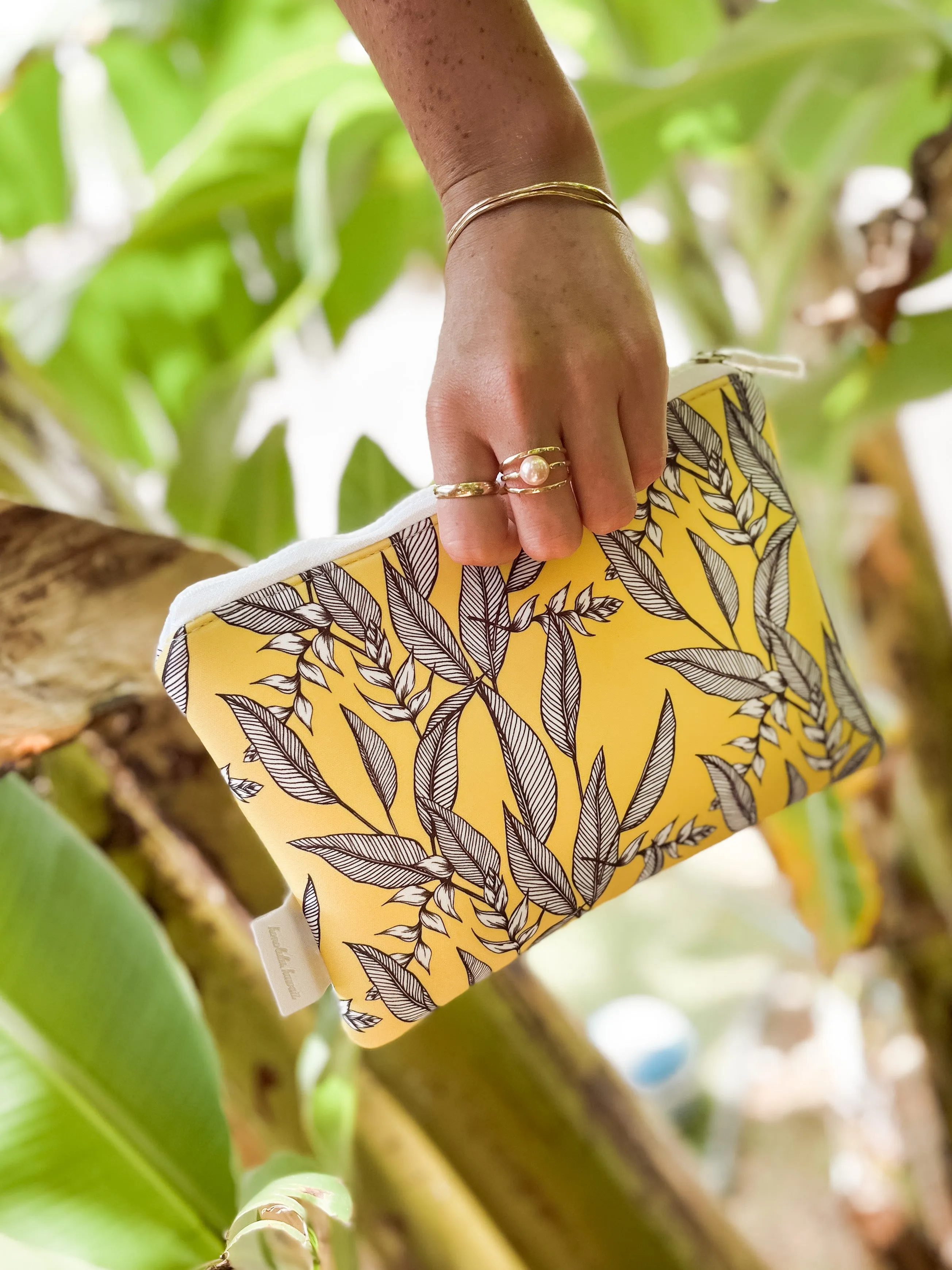*Heliconia on Yellow Neoprene Zipper Tote