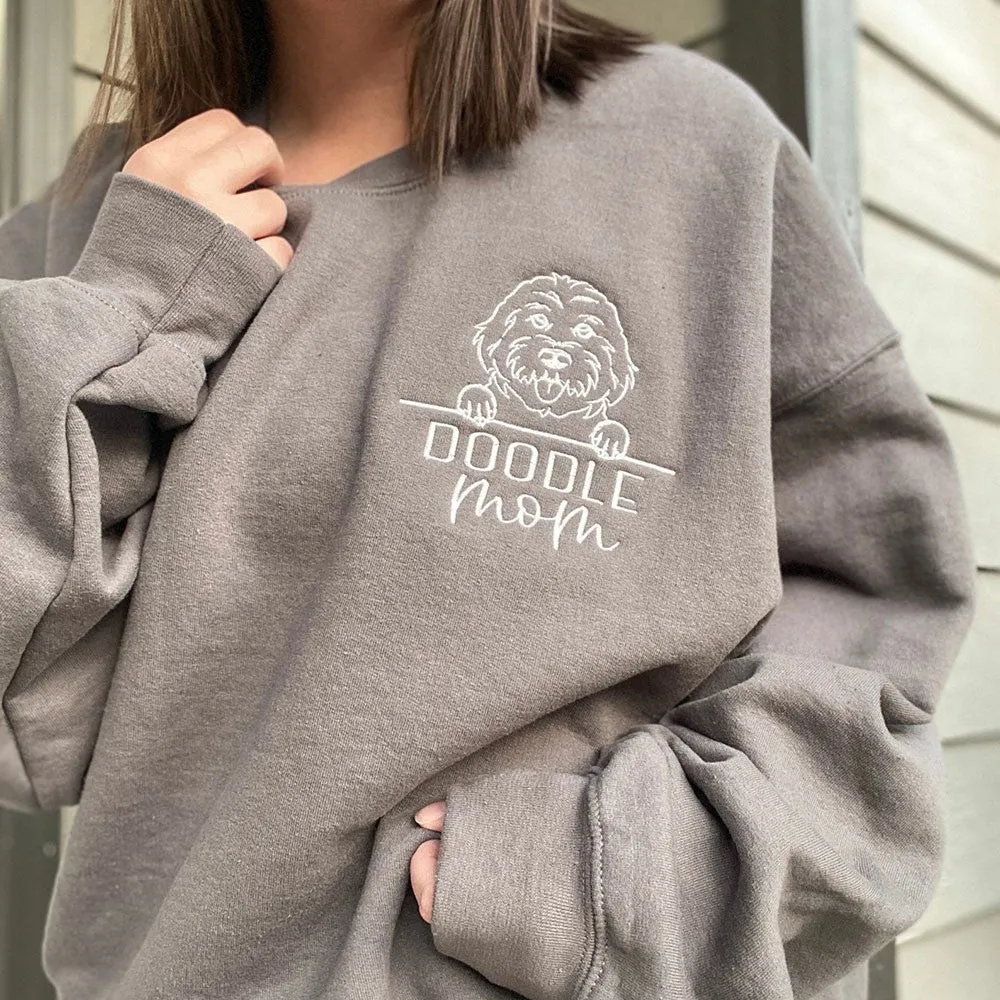 HOT SALEEmbroidered Pet Outline Sweatshirt Hoodie With Pet Names Gift For Dog Mom Pet Lovers
