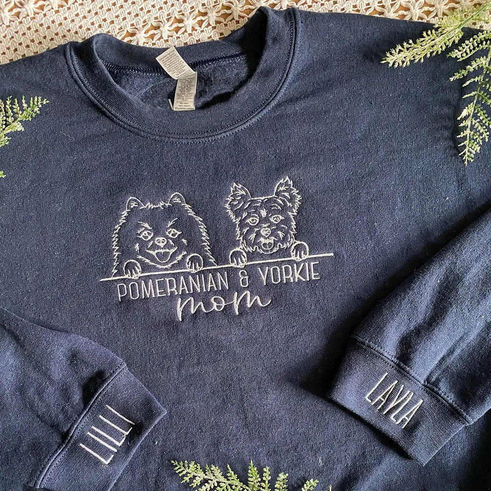 HOT SALEEmbroidered Pet Outline Sweatshirt Hoodie With Pet Names Gift For Dog Mom Pet Lovers