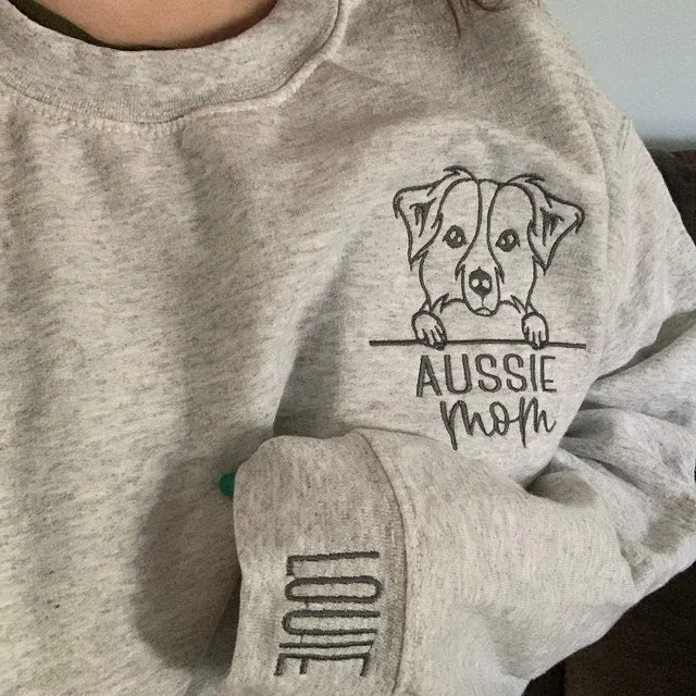 HOT SALEEmbroidered Pet Outline Sweatshirt Hoodie With Pet Names Gift For Dog Mom Pet Lovers