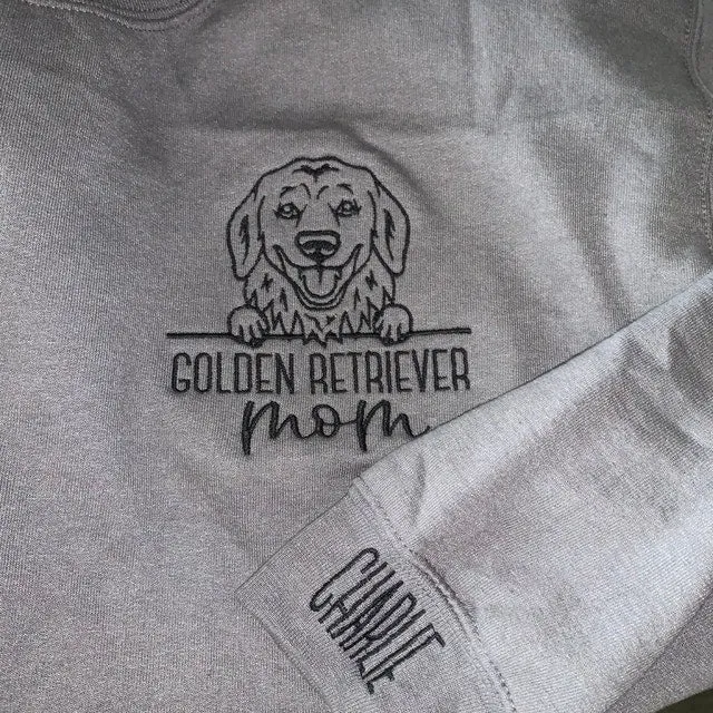 HOT SALEEmbroidered Pet Outline Sweatshirt Hoodie With Pet Names Gift For Dog Mom Pet Lovers