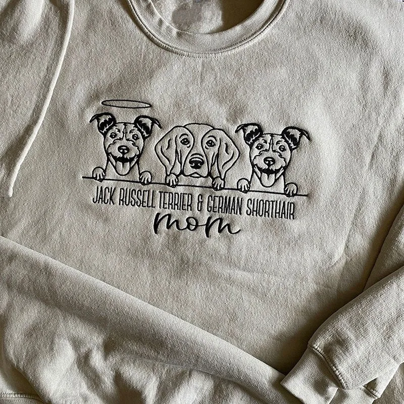 HOT SALEEmbroidered Pet Outline Sweatshirt Hoodie With Pet Names Gift For Dog Mom Pet Lovers