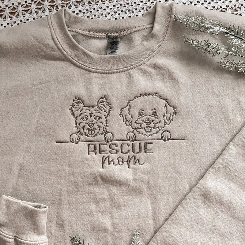 HOT SALEEmbroidered Pet Outline Sweatshirt Hoodie With Pet Names Gift For Dog Mom Pet Lovers