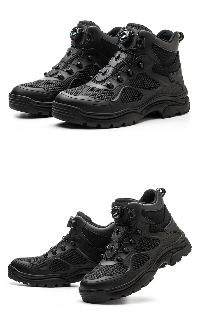 Men's Rotary Buckle Steel Toe Safety Shoes, Puncture-Proof