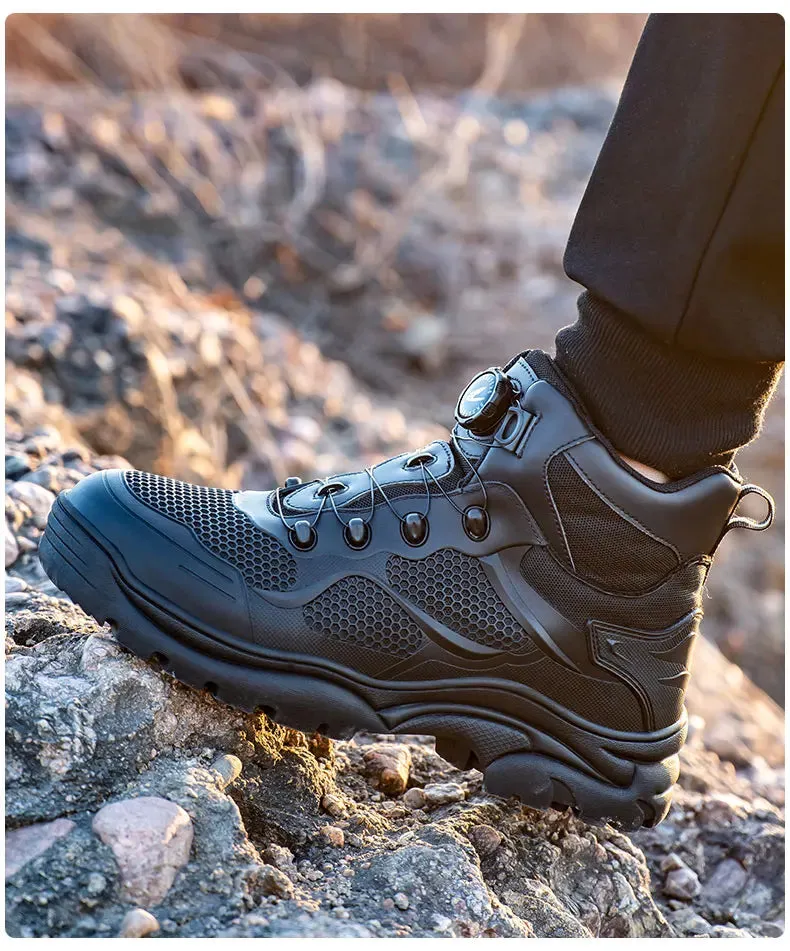 Men's Rotary Buckle Steel Toe Safety Shoes, Puncture-Proof