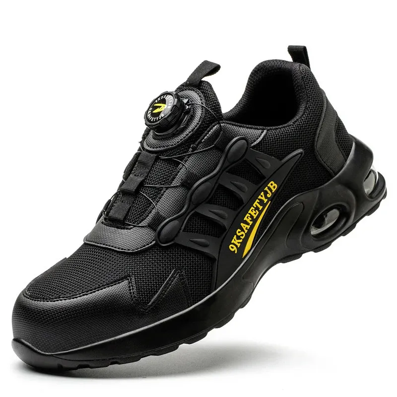 Men's Rotary Buckle Steel Toe Safety Shoes, Puncture-Proof