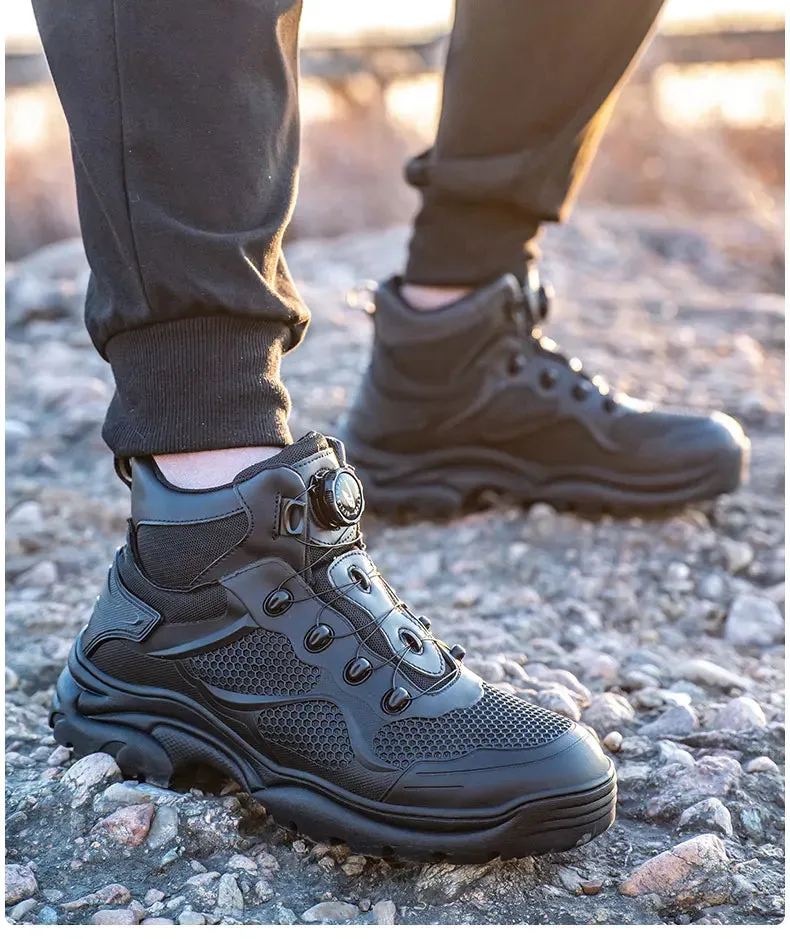 Men's Rotary Buckle Steel Toe Safety Shoes, Puncture-Proof