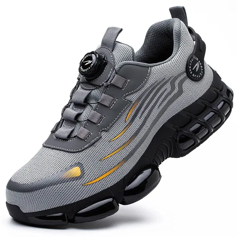 Men's Rotary Buckle Steel Toe Safety Shoes, Puncture-Proof