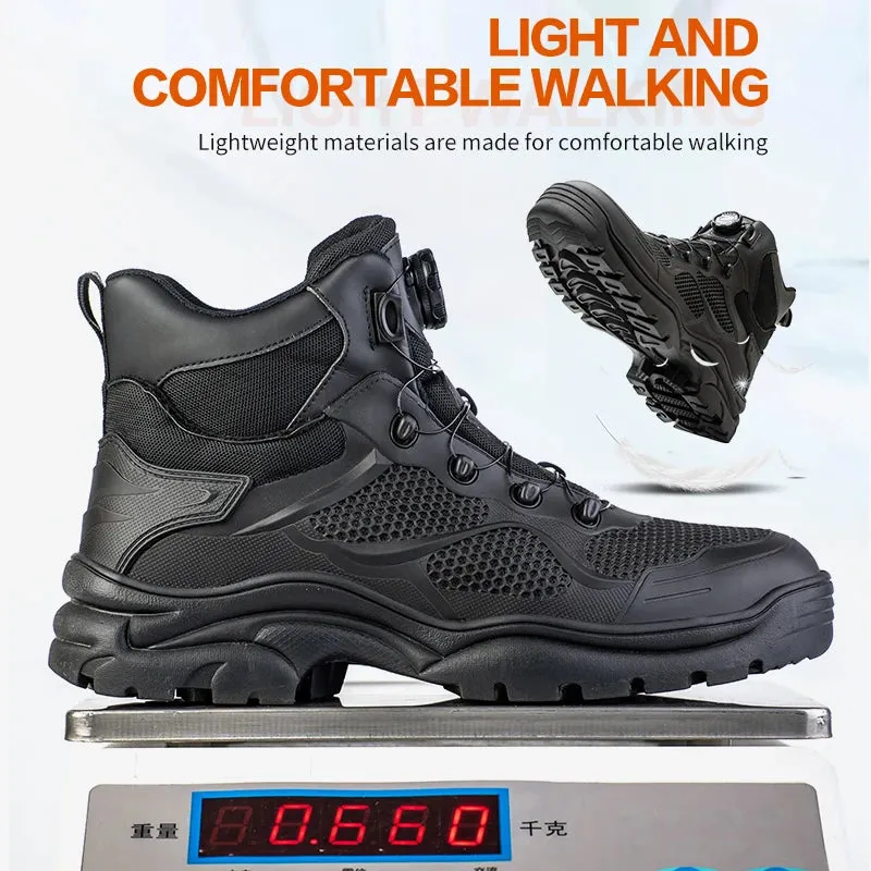 Men's Rotary Buckle Steel Toe Safety Shoes, Puncture-Proof