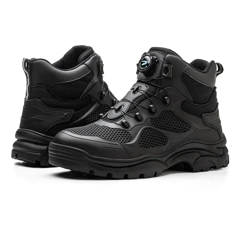 Men's Rotary Buckle Steel Toe Safety Shoes, Puncture-Proof