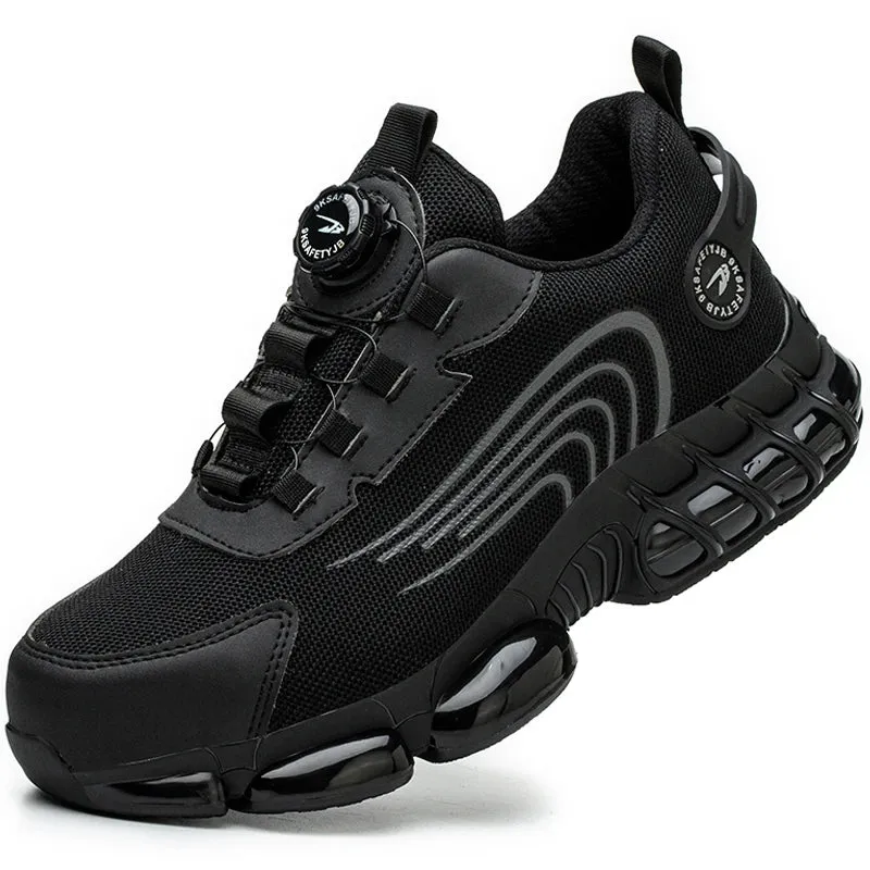 Men's Rotary Buckle Steel Toe Safety Shoes, Puncture-Proof