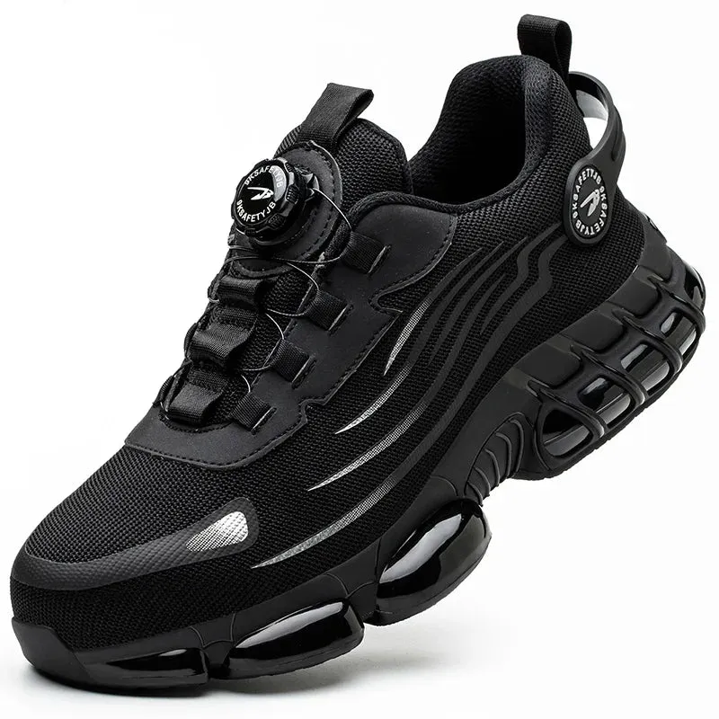 Men's Rotary Buckle Steel Toe Safety Shoes, Puncture-Proof