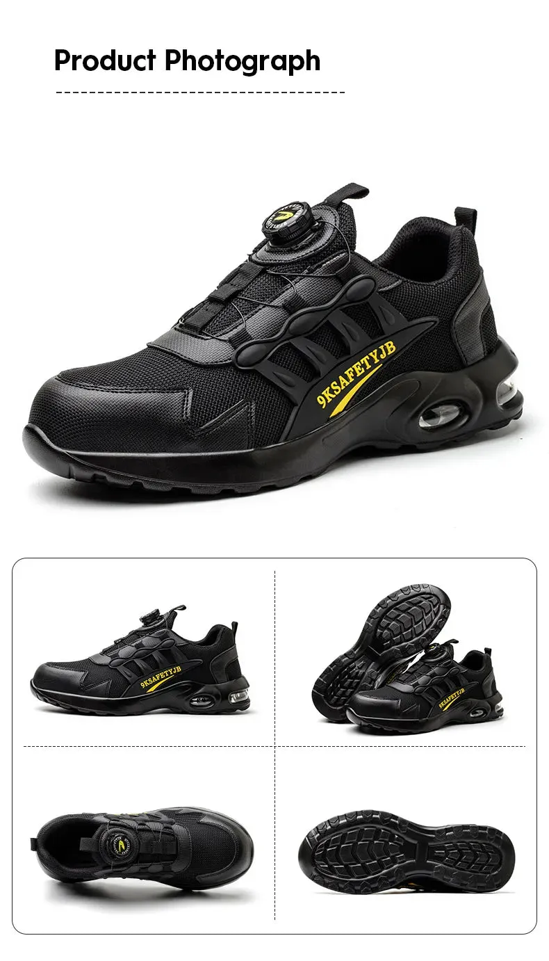 Men's Rotating Button Steel Toe Safety Boots, Anti-puncture
