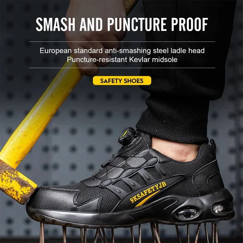 Men's Rotating Button Steel Toe Safety Boots, Anti-puncture
