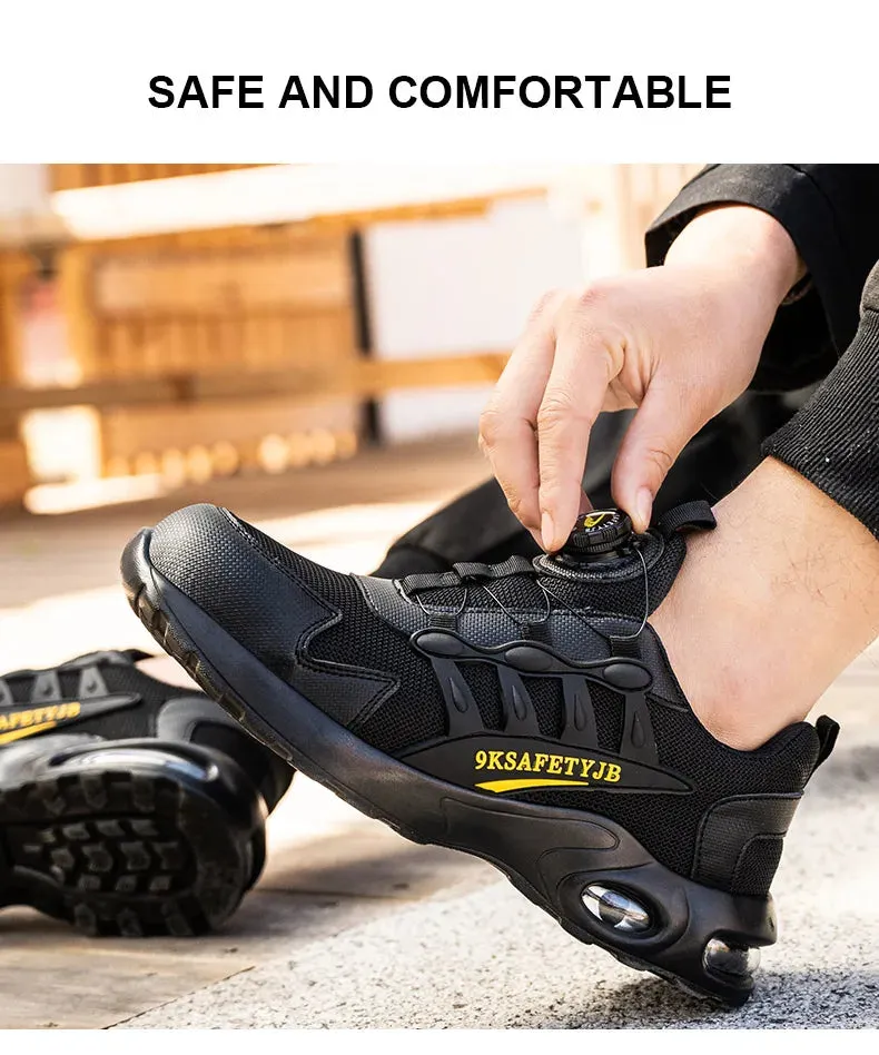 Men's Rotating Button Steel Toe Safety Boots, Anti-puncture