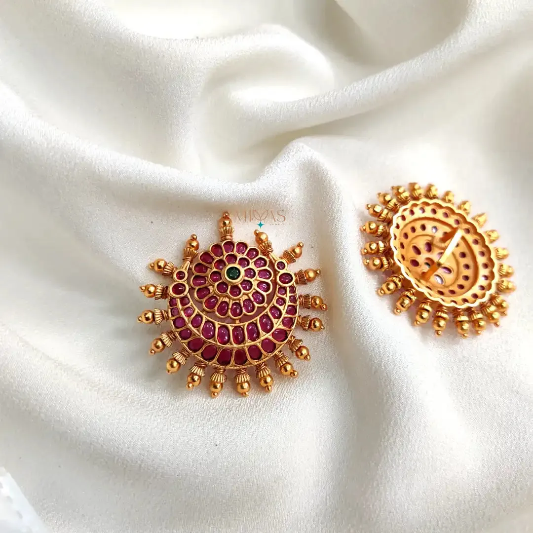 Stylish Sun and Moon Jadai Billai With Gold Beads