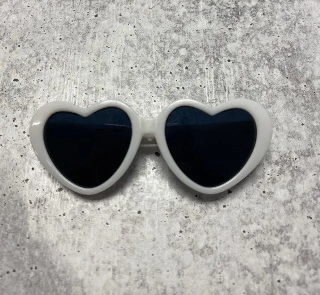 Tiny Dog Heart Sunglasses in White
