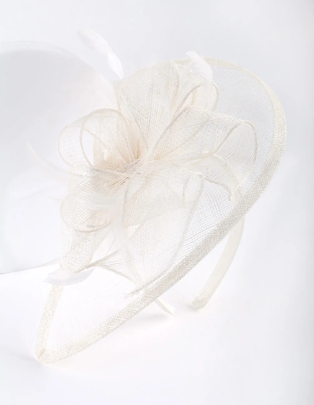 White Sinamay Angled Fascinator
