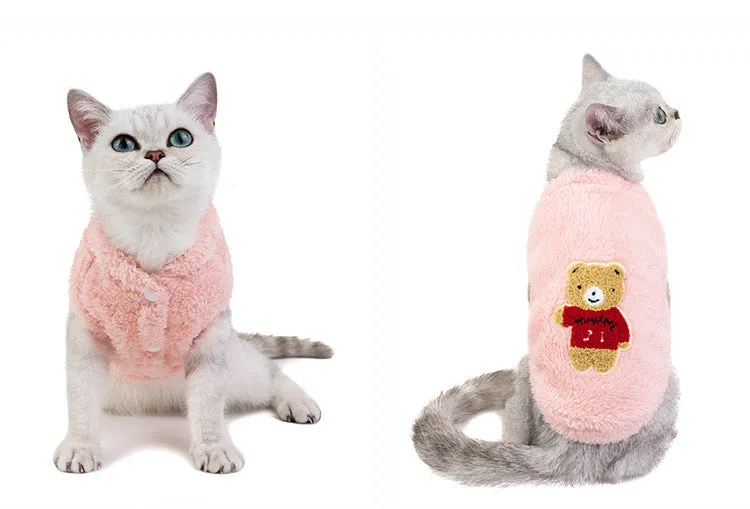 Winter Pet Cat Clothes Soft Coral Fleece Clothing